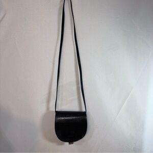 Mundi Black Quilted Diamond Pattern Crossbody Bag